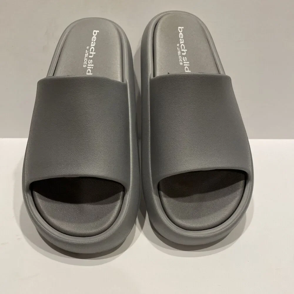 J Slides NYC Beach Slides Squish EVA Gray Sandals Size 10M NIB